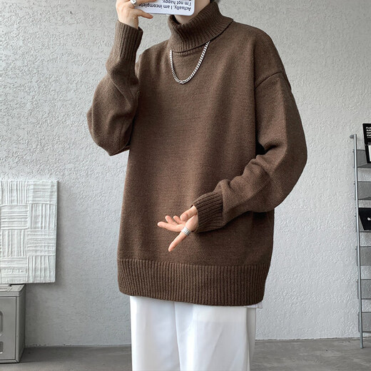 XUANSENTU (XUANSENTU) 8XL fat man large size turtleneck sweater men's autumn and winter loose large size Henry sweater solid color jacket white M