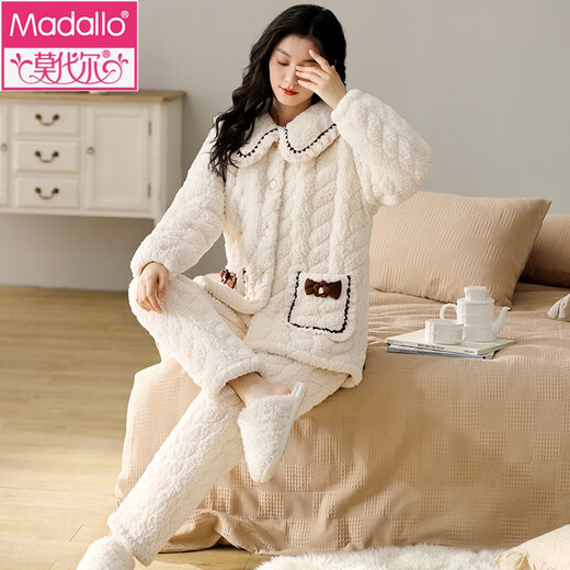 
Modal three-layer cotton pajamas for women in winter coral velvet thickened and plush fashion can be worn on the outside with large size warm autumn and winter home clothes 32-12244 M (95) Recommended weight: 80-105Jin [Jin equals 0.5 kg]