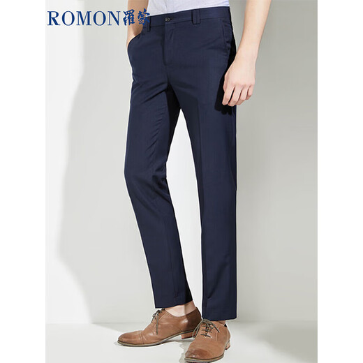 ROMON business casual straight trousers men's anti-wrinkle-free stretch formal men's trousers XK826 black 30
