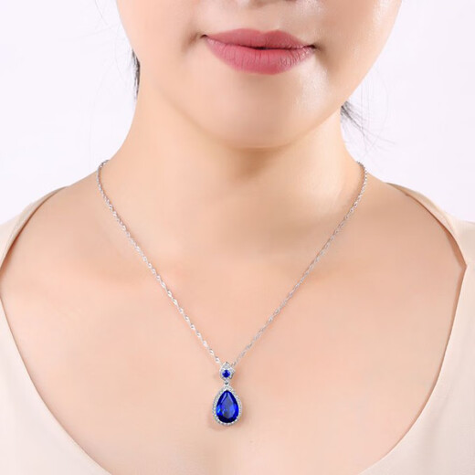 Six-maru sapphire pendant for women, Japanese and Korean silver-plated 18k gold colored gemstone necklace, precious gemstone, tanzanite accessories