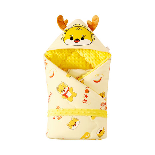 Jingdong Express Beanie Velvet Baby Blanket Pure Cotton Blanket Thickened Outing Quilt Delivery Room Newborn Beanie Velvet Blanket Geely Dragon Powder 90*90cm Cotton Content 100g