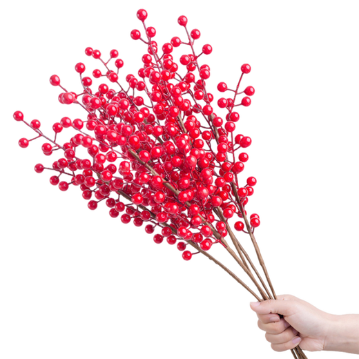 Lumke's Fortune Fruit Red Fruit Ornament Simulierte Blumen und Hauswärmende neues Zuhause öffnen ein Fortune Fruit Tree Wohnzimmer 6 Gabeln 4 Stücke 6231