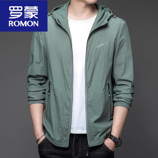 Romon Sommer lässige Sonnenschutzkleidung Männer dünne Outdoor-Kapuze UV Sonnenschutz Kleidung Herrenjacke N9929 Beige L 175 120-135Jin [Jin ist gleich 0,5 kg]