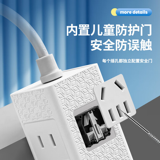 Sushi Helmo multifunctional portable 2USB+Type-c charging travel socket/plug board/flat plug strip/row plug/terminal board/tow line board 3 positions 1.5 meters white