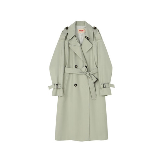 VEGA CHANG Trench Coat Coat Women's 2025 Spring and Autumn New Medium-length High-end Solid Color Coat Bean Paste Green M