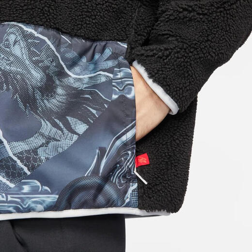 耐克（Nike）外套男装上衣 春秋季新款保暖仿羊羔绒立领时尚运动服休闲服夹克 FZ6194-010/黑色/龙年限定 XL (180) /建议150-180斤