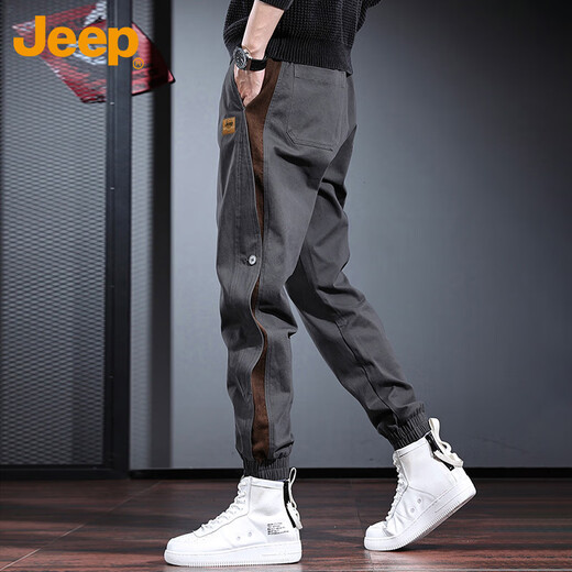 
Jeep (JEEP) casual pants for men in summer loose ties work pants for men trendy versatile men's pants gray XL