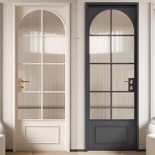 勤凯法式复古厕所门推拉门合金极窄边滑门玻璃门隔断移门卫生间厨房门 法式复古单包厕所门 珐琅白