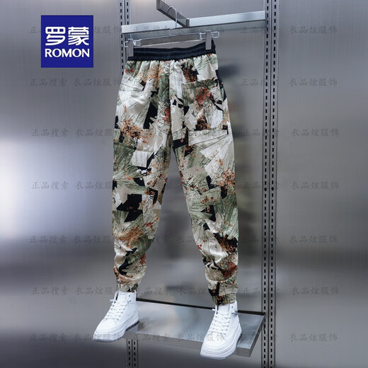 Romon (Romon) Trendy Herren neue Sommereiseis Shake Hosen Lose Bindfuß Harun Casual Hosen dünne chinesische Stilblüten Blumenhosen Trendige Farbe L empfohlen 110-130jin [Jin gleich 0,5 kg]