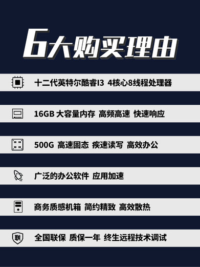 华硕（ASUS）  英特尔酷睿i3 12100集显 商祺家用办公企业采购游戏台式电脑主机商用设计师电脑DIY组装机 配置三:i3 12100+16G+1000G 单主机