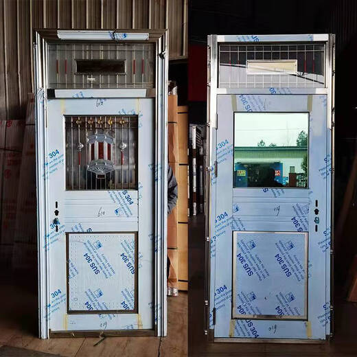 Qinkai rose gold stainless steel with bright window door transom door bright window waist door stainless steel single door safety door money plate rose gold customized according to your size