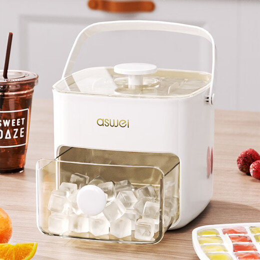 Press ice tray ice cube mold ice making box frozen ice ball grinding tool large capacity ice storage household Tunbing 2 set 96 compartments double layer - milk white