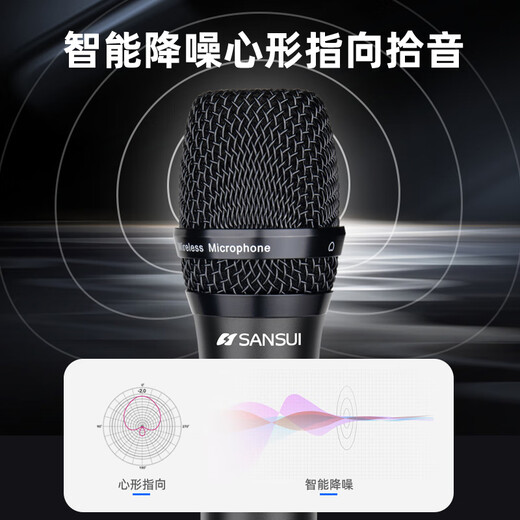山水（SANSUI）无线话筒 家庭KTV家用K歌卡拉OK舞台会议主持演讲万能充电麦克风 功放专用U段调频一拖二话筒  K12