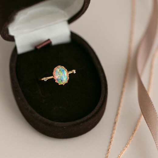 DL 1998 Opal Ring Stone Retro Palace Style S925 Silver Female Noble and Elegant Temperament Niche Ins