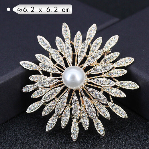 Shelly high-end pearl brooch for women, simple and fashionable round corsage, clothing fixed pin, exquisite accessories, birthday gift, gold 3407 box