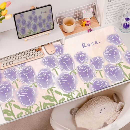 Ye yu lila Schmetterlingsblume Maus-Maus-Pad Super großes hochwertiges Mädchen Wache Computer Büro Schreibmatte Tischpolster RK-3892 丨 Lila verdickte Schließkante 80 cm * 30 cm 4mm