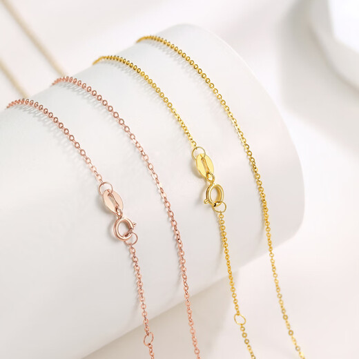 Zokai K gold necklace 18K gold plain gold chain K gold with chain versatile X00587 yellow 18K gold