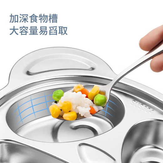 Meichu (maxcook) 304 stainless steel dining plate lunch box bowl Children's grid dining plate cartoon 3 grid monkey MCFT707