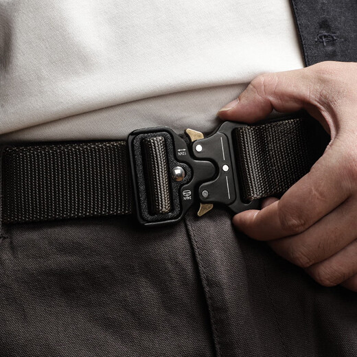 Wanjiazhen canvas belt men's automatic buckle tactical belt casual pants belt nylon woven belt alloy buckle military training belt black belt alloy buckle