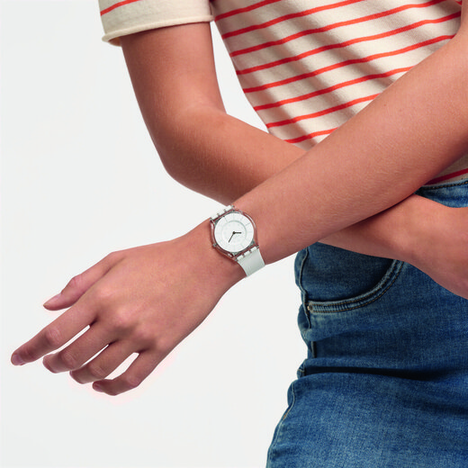 Swatch Swiss Watch Cicada Wing White 2.0 Ultra-Thin New Year Gift Fashion Quartz Watch for Men and Women SS08K102-S14