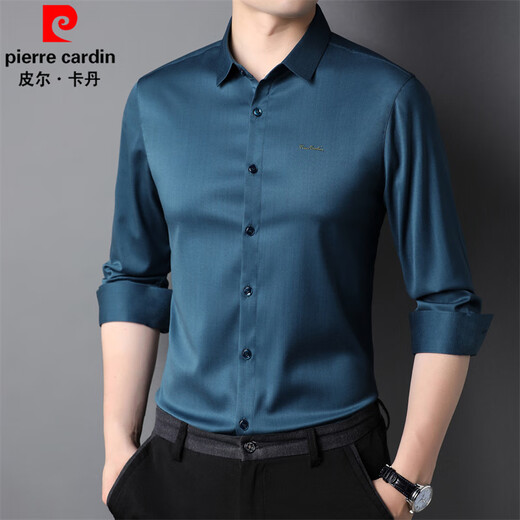 Pierre Cardin mulberry silk shirt men's long-sleeved spring and autumn thin non-iron inner tops for young and middle-aged business casual professional wear shirts