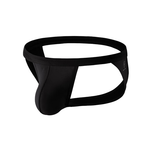 Captain Fearless men's underwear sexy low-waisted large size double thong underwear sports solid color breathable thong black 1 pair S (weight 100-115Jin Jin equals 0.5 kg)