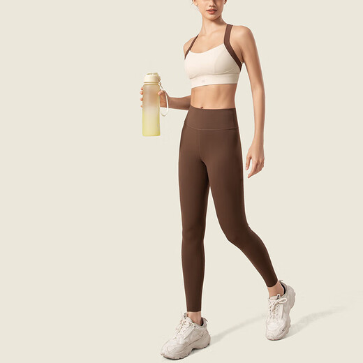 VFU Sports Bra Women's High-Intensity Shockproof Sports Bra Running Fitness Yoga Wear Bra Sweet Brown Color Matching L