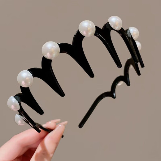 Idel Mermaid Wavy Hairband 2025 New High-End High-Skull Fluffy Texture Toothed Headband Women's Face Wash Headwear F2981 Temperament Hairband 2-piece Set Purple + White