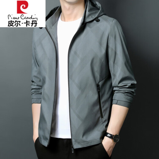 皮尔卡丹（pierre cardin）高档春秋季夹克外套男士薄款中青年时尚休闲百搭可拆卸连帽上衣 K12127款绿色(可脱卸帽) 180/XL