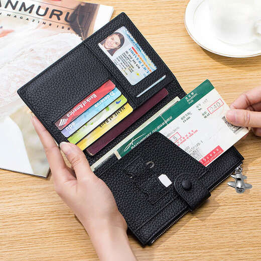 Van Le Denmark Anti-theft Brush Study Abroad Travel Passport Bag Multi-function Storage Certificate Bag Passport Clip Women's Card Bag Blue