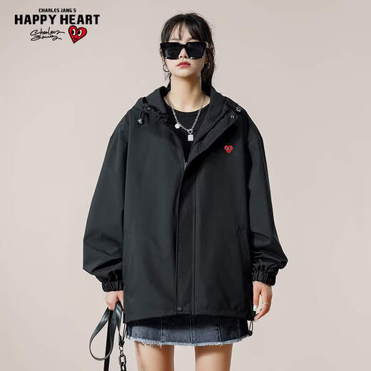 Charles Heart Velvet Jacket for Men and Women Couples Same Style Solid Color Trendy Workwear Jacket Autumn and Winter Youth Hooded Windproof Charge Top