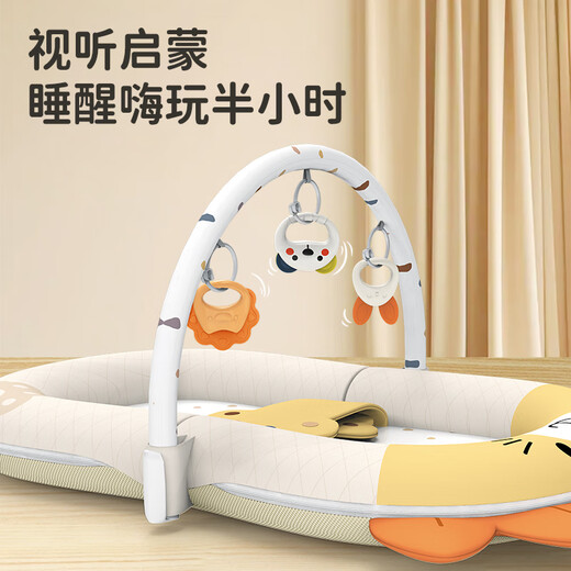 Ledingdong crib middle bed slope pillow anti-vomiting foldable newborn baby feeding artifact 0-6 months gift cute lion comfort bed