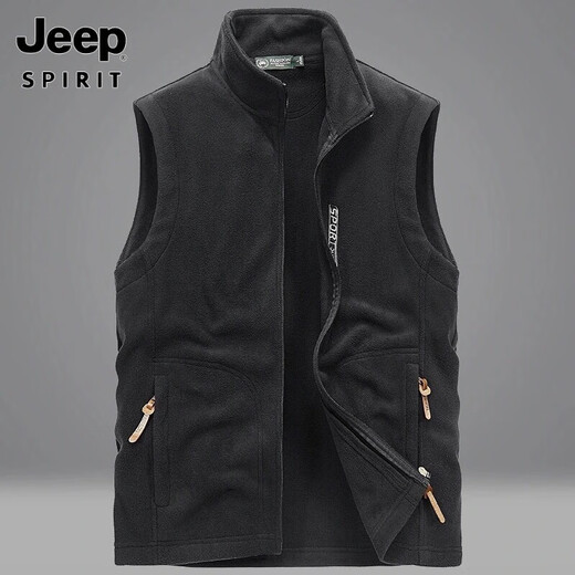 Jeep (Jeep) Outdoor Fleece Vest Spring and Automn Men's Sweathirt Men's Vest Moullinging Mounthenering Warm Fleece Horse Clip Men's Men's Veste grande taille 9903 Gray 2xl