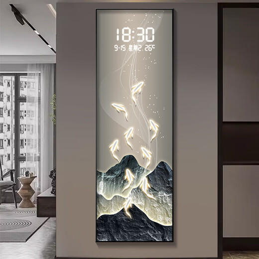 Xiaoxiao Painting Clock Light Luxury Jinshan Jiuyu Cache Large-size Electric Meter Box Decoration DQ4873 Living Room Electrical Switch Box Covering DQ4873 47 inches 40*120cm [Can cover 30*110]