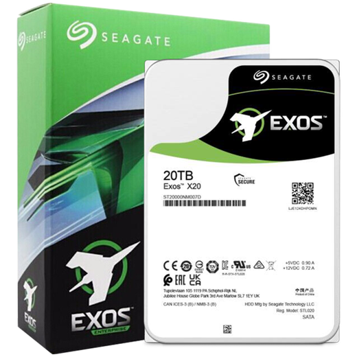Seagate (SEAGATE) enterprise-class hard drive 20TB 256MB 7200RPM CMR vertical SATA Seagate Galaxy Exos X20 series server hard drive ST20000NM007D