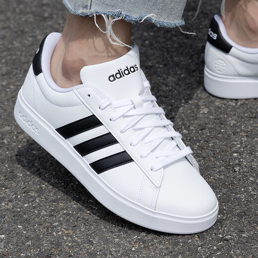 Adidas lässige Schuhe Herrenschuhe 2025 Sommer neue Sportschuhe modische Drei-Tripe-Low-Top-Schuhe GW9195 Weiß und Schwarz 40 (245 mm)
