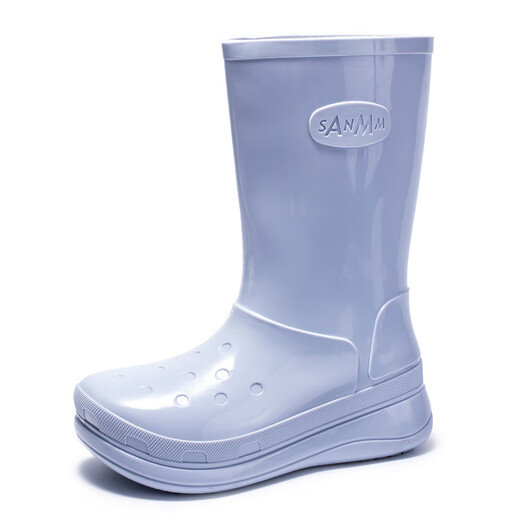 Gudetu Botas de lluvia japonesa para mujeres, zapatos impermeables que no están deslizando para el tubo medio, nuevos zapatos de goma de trabajo de cocina, botas de agua tibias para mujeres, zapatos para adultos, azul-tamaño estándar 40