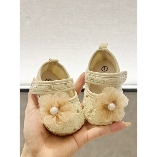 G.DUCKKIDS婴儿蕾丝花朵公主鞋春秋季0-1岁女宝宝学步新生儿百天周岁不掉跟 粉色 花朵款 内长13cm /约9-14个月