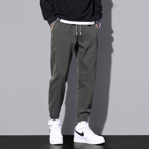 
JEEP SPIRIT casual pants for men spring and autumn new loose ties sports long pants for men trendy brand versatile work pants for men 9859 military green 3XL