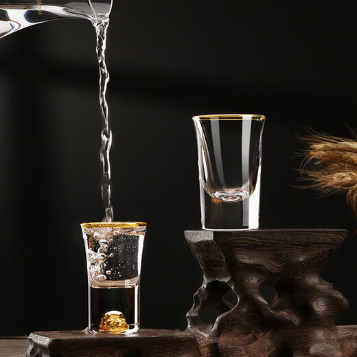 Haofanjie white wine glass set wine dispenser 100ml wine set high-end small wine glass wine cup bullet cup wine tasting cup gold foil white wine set 5 pieces 4 cups + 1 pot