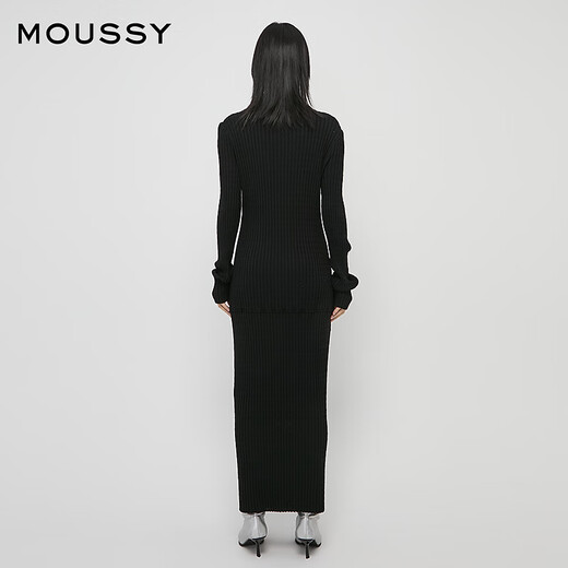 Moussy new simple style lady H-shaped long knitted dress 010HA673-7891 020 black M