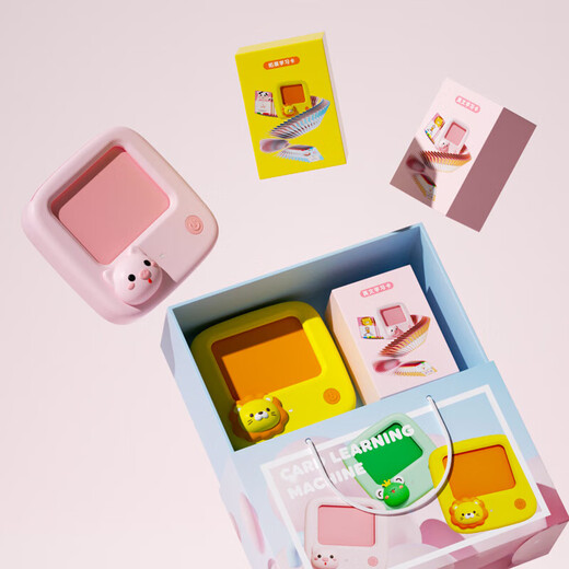 GEEKPAPA Children's Learning Literacy Early Education Machine Chinese English Pinyin Ancient Poetry Story Card Reader Enlightenment Toys Pink Pig Early Education Machine (Standard Version English Card)