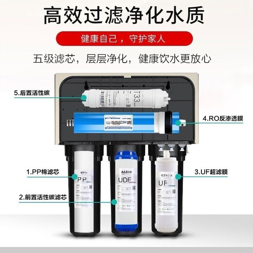 钻芯适用于适用安吉尔净水器滤芯A4 A6全套五级通用J2305-ROB8 J1205 J1105 2405 全套5级（PP+GAC颗粒碳+UF+RO+T3