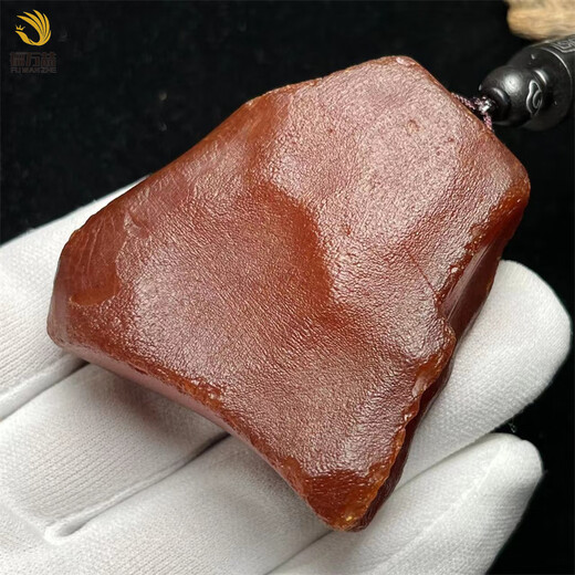 Fuwanzhe natural beeswax authentic raw stone handle pendant red leather amber full leather pendant 35.5g