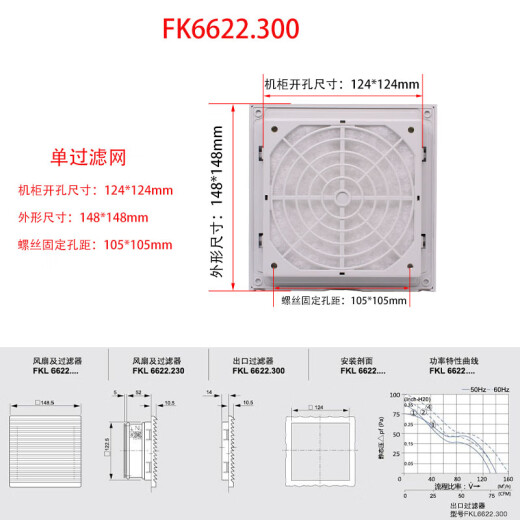宙语6625/6622/6623/机柜风扇过滤器电柜散热风扇通风防尘风机百定制 FKL6626D喇叭口滤网不带风