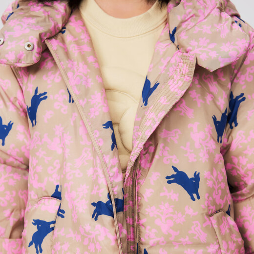 jnby by JNBY Jiangnan cloth children's clothing winter down jacket jumping rabbit thickened hooded medium length style boys, girls and children 1NBC13691 690 miscellaneous powder 160 cm