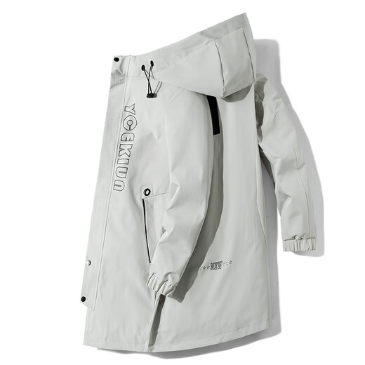 JEEP SPIRIT 2025 Autumn and Winter Large Size Windbreaker Men's Medium Long Coat Loose Velvet Trendy Fat Casual Gray Coat Model 2169 Light Gray 8XL (250-270Jin Jin is equal to 0.5 kg)