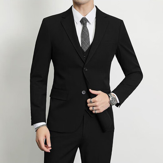 Ayou Fat suit Set Men's Business Form Family Family Family Family Family Care Professional Tong Two -piece Dress Black 3XL