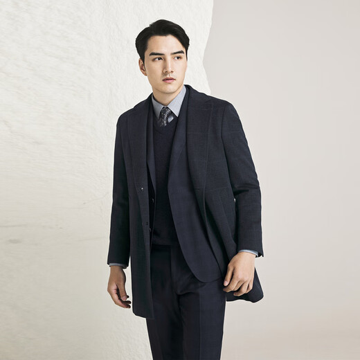 YOUNGOR Coat Men's Business Coat Wool Fabric Smooth Soft Fashion Warm Shopping Mall Same Model Navy L 175/96A