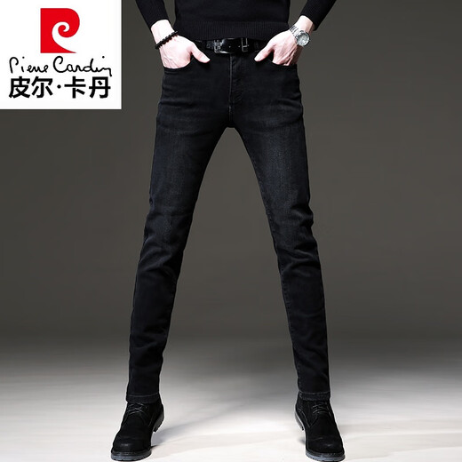 
Pierre cardin autumn trend European high-end jeans men's Korean style small feet pants trendy brand stretch men's casual trousers 1048 black regular 28